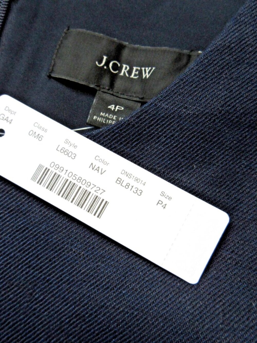NWT J.Crew Petite Resume Sheath in Navy Blue Stretch Linen Dress 4P $168 - Picture 5 of 5